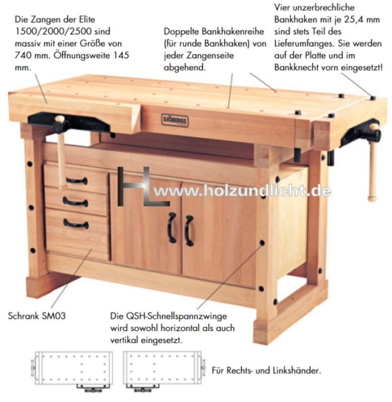 ELITE für - Lichtwaren Maschinen, und 1500 Holz- Onlineshop 33246 Werkzeug, Hobelbank Sjöbergs